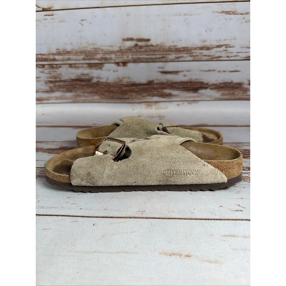 Birkenstock Arizona EU37 US 6.5 Suede Double Buckle Slide Sandals Beige - Picture 5 of 7